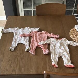 Cloud Island Pink, White, and Cream Kids One Pieces Set of 3